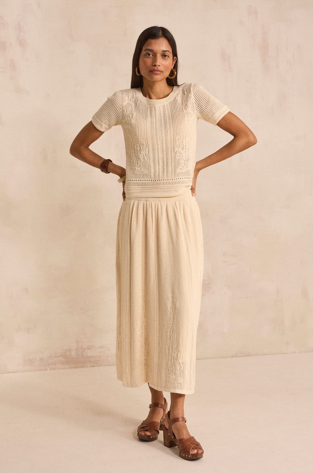 Crocheted mesh skirt 100% cotton OSLO;${refinementColor}