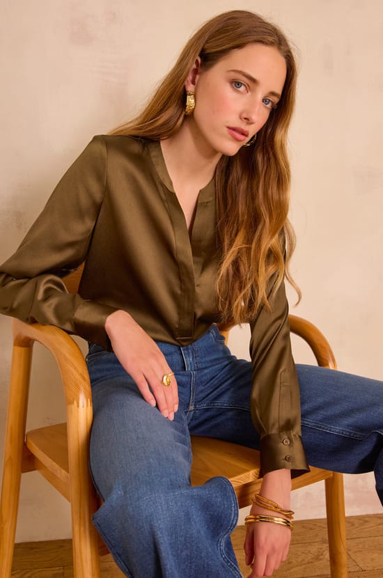 MARIE satin blouse;${refinementColor}