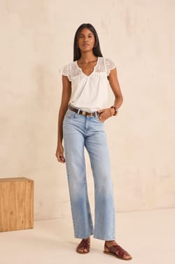 Jean straight in mixed cotton RONNIE;${refinementColor}