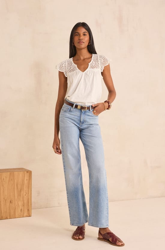 Jean straight in mixed cotton RONNIE;${refinementColor}