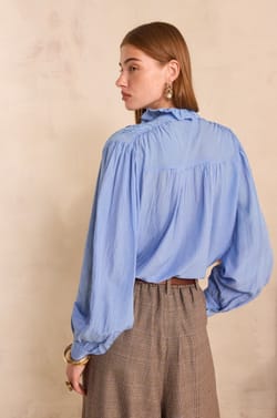MONA striped long-sleeve blouse;${refinementColor}