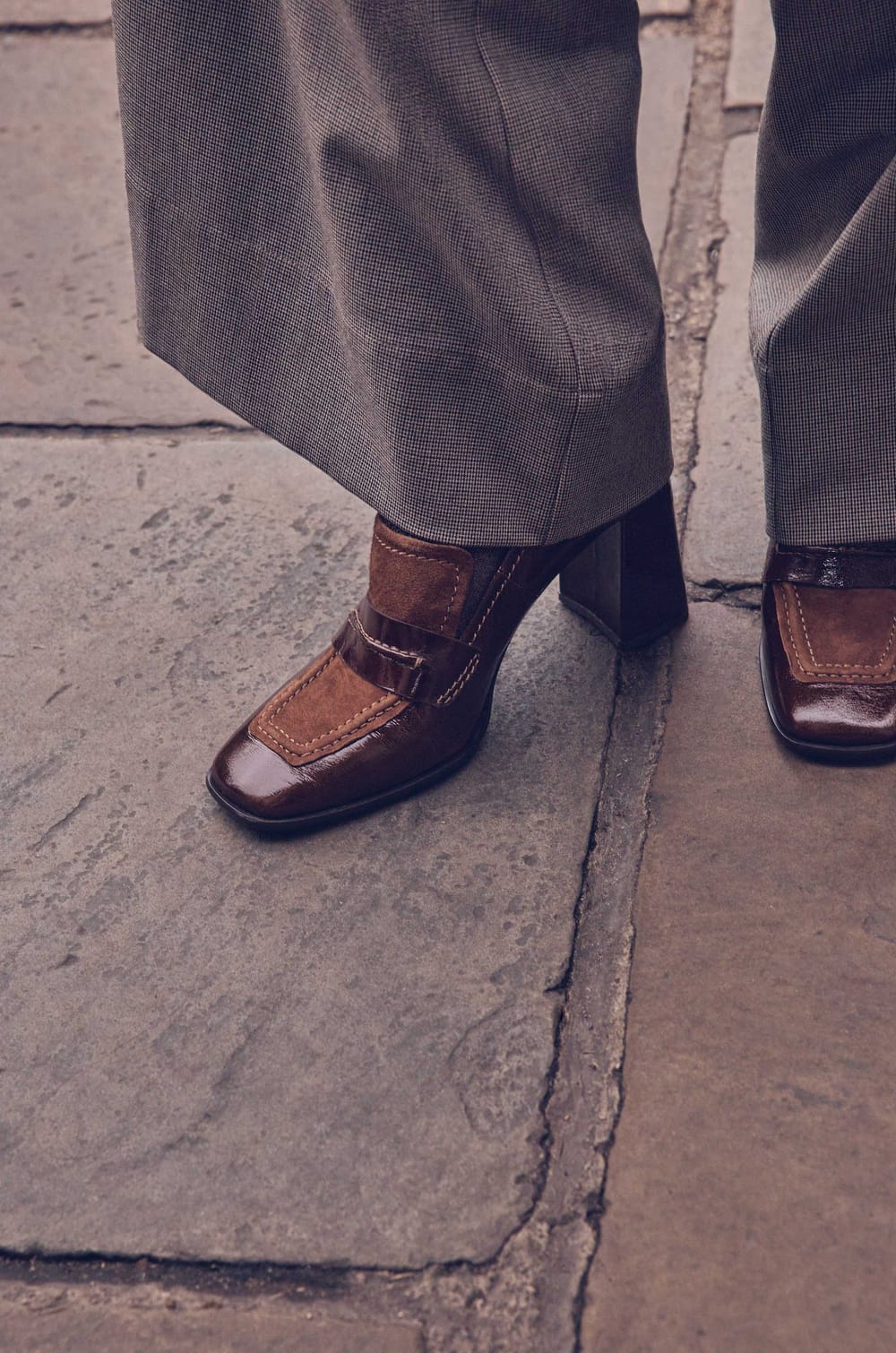 Leather heeled loafers OPHELIE;${refinementColor}