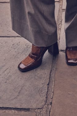 Leather heeled loafers OPHELIE;${refinementColor}