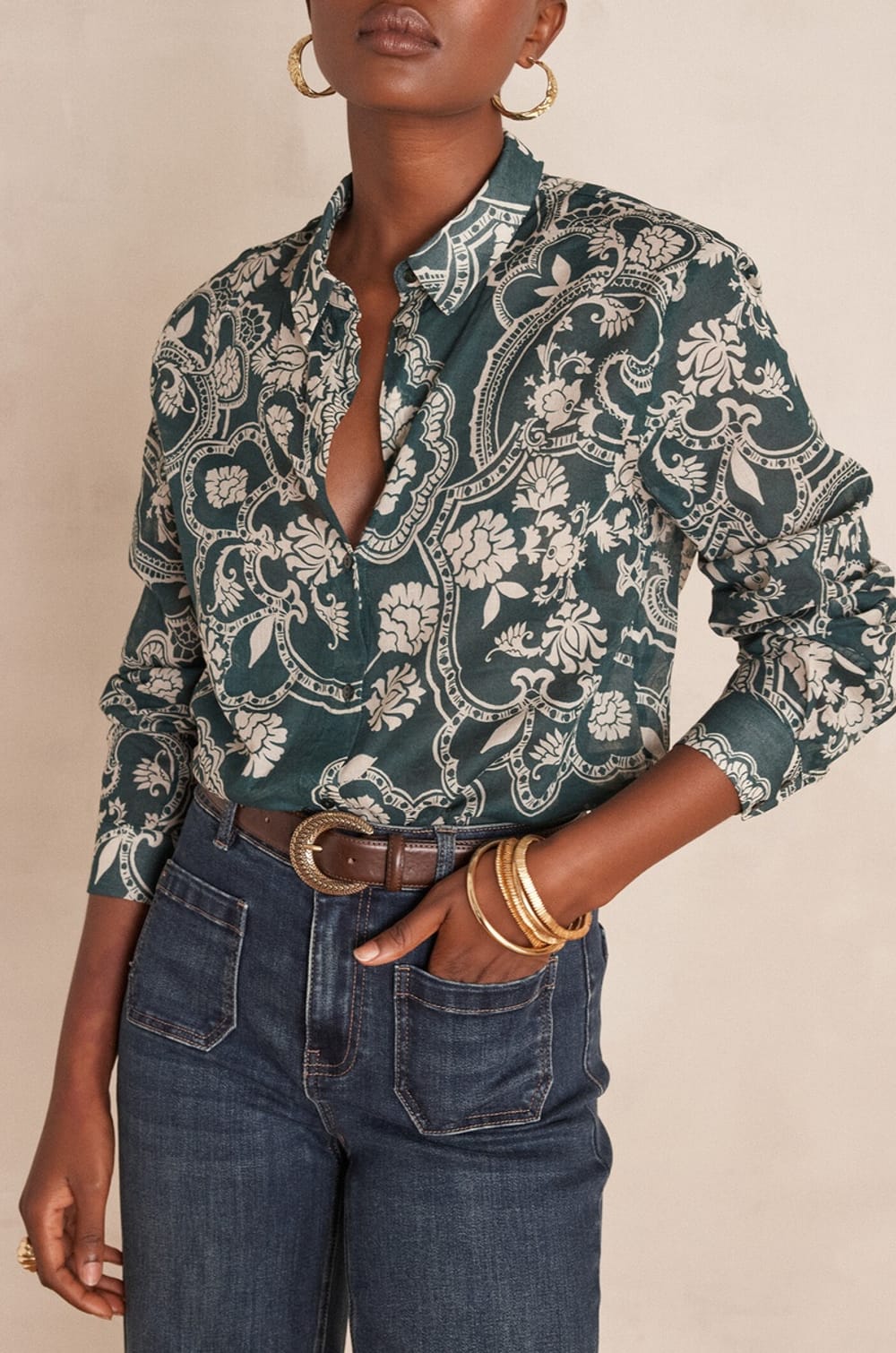 Chemisier COLETTE 100% coton imprim&eacute; floral;${refinementColor}
