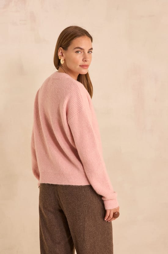 Blush pink high-neck sweater ANAIS;${refinementColor}