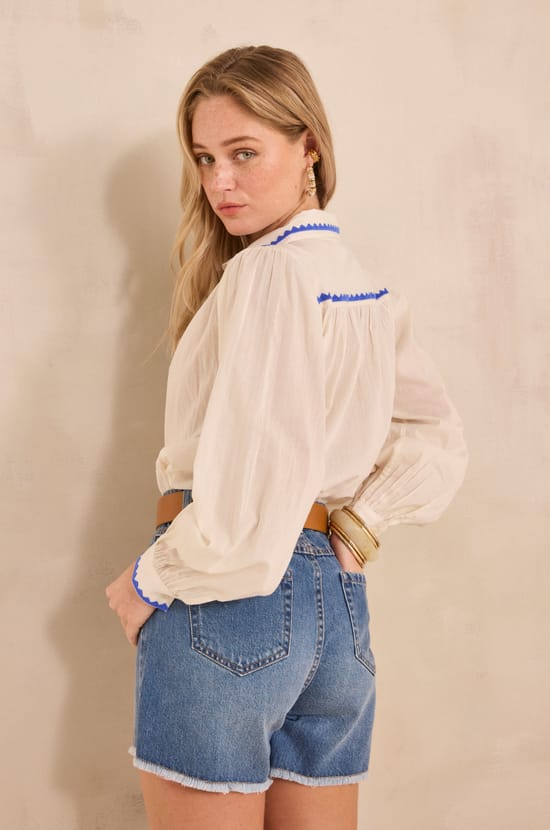 DARIUS long-sleeved cotton embroidered shirt;${refinementColor}