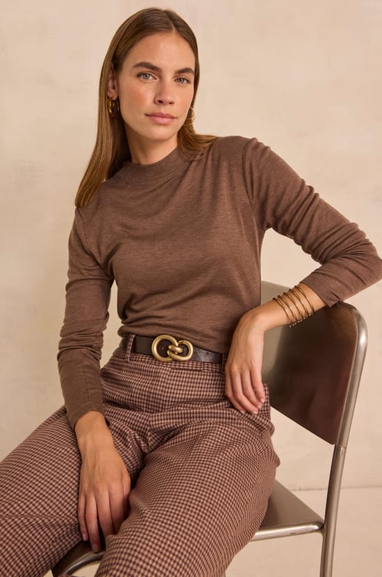 Flynn Long Sleeve Silk Blend T-Shirt;${refinementColor}