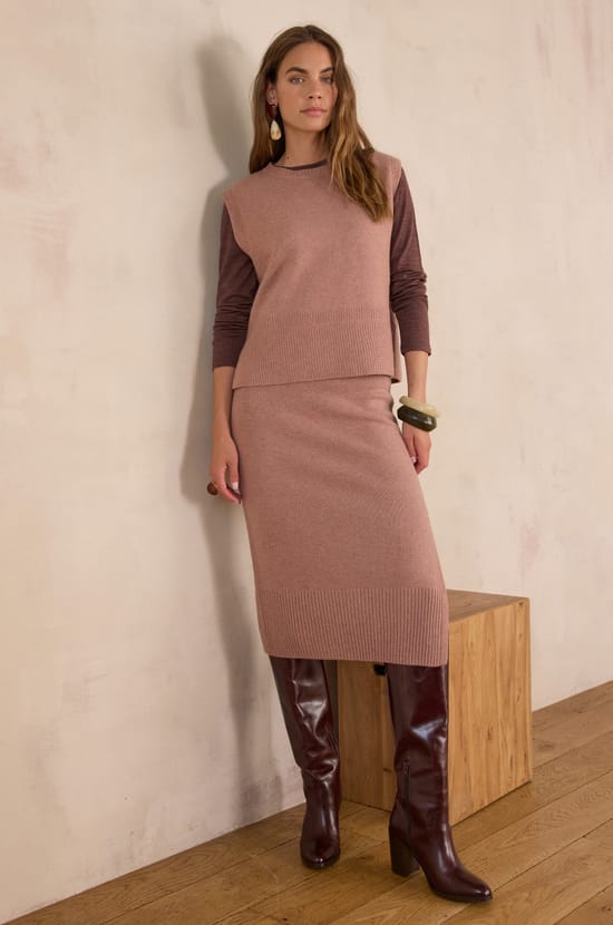 Jupe longue EMILIE en laine;${refinementColor}