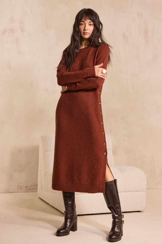 Phoebee mixed wool and yak knit dress;${refinementColor}