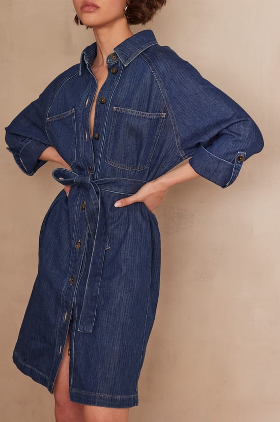 LILOU denim dress;${refinementColor}