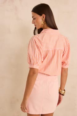 Gestreepte 3/4-mouwen katoenen shirt DOMENICO;${refinementColor}