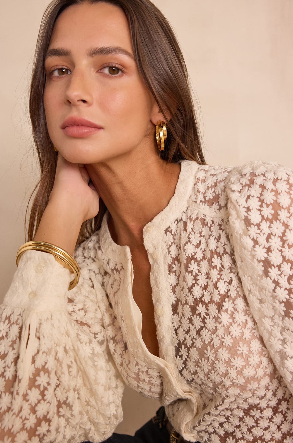 CAMOMILLE embroidered cotton shirt;${refinementColor}