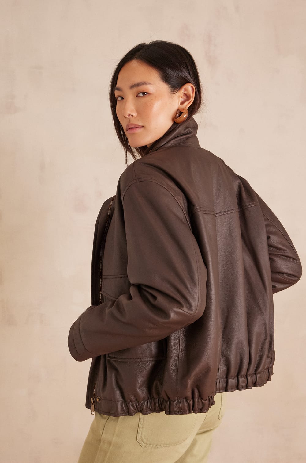 Veste PERLE en cuir;${refinementColor}