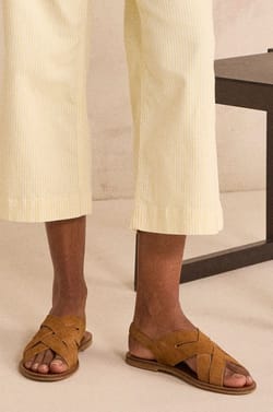 SOAN leather flat sandals;${refinementColor}