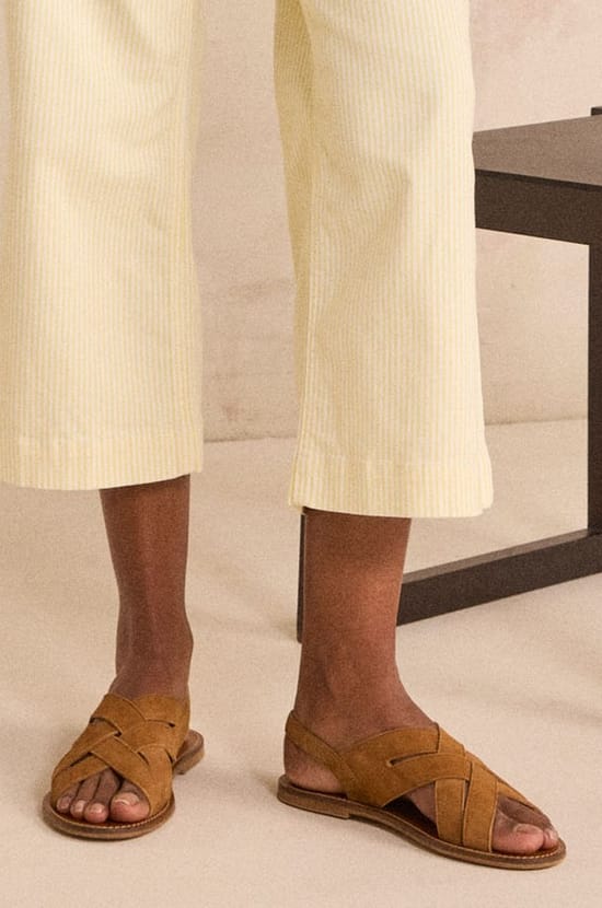 SOAN leather flat sandals;${refinementColor}