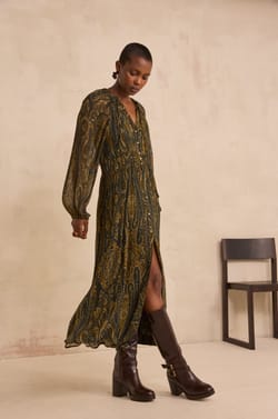 Robe fluide vert sapin en viscose PEPITE;${refinementColor}