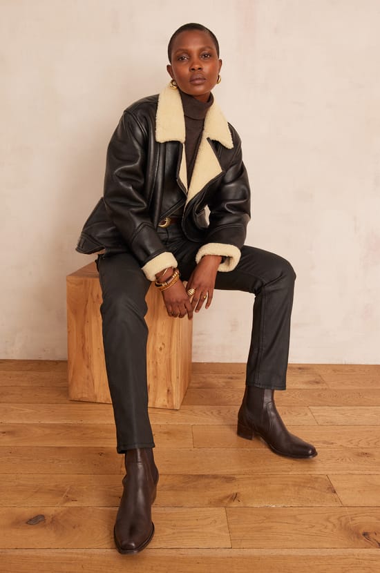 Jean slim enduit en coton ANETTE;${refinementColor}