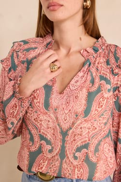 MALOE printed long sleeve blouse;${refinementColor}