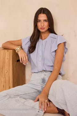 Short-sleeved cotton blouse DELHI;${refinementColor}