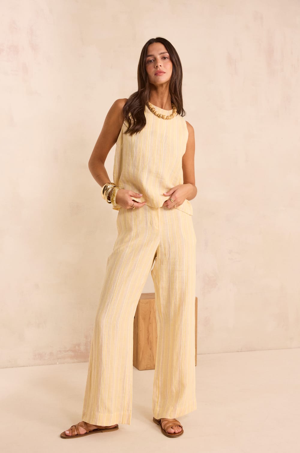 Wide striped linen pants ADELE;${refinementColor}