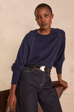 ADRIANA shimmering trim sweater;${refinementColor}