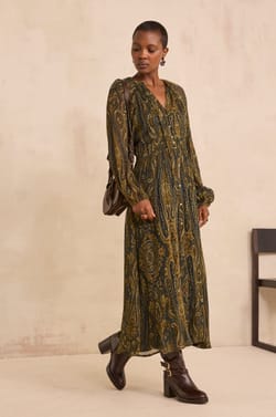 Robe fluide vert sapin en viscose PEPITE;${refinementColor}