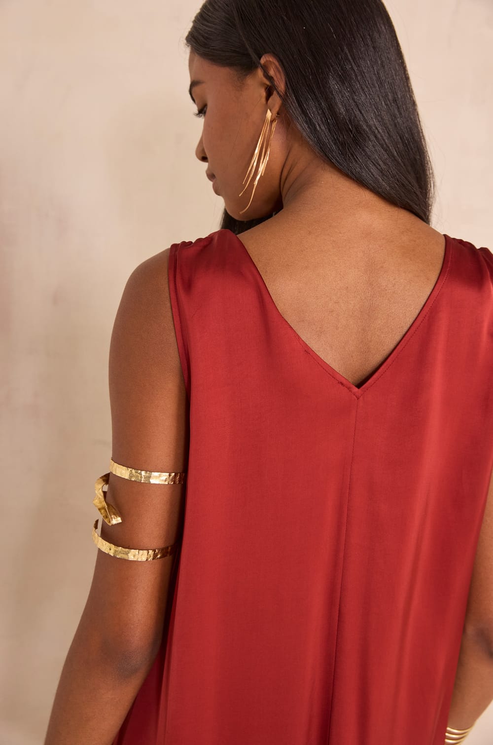 Penelope straight dress with straps;${refinementColor}