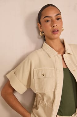 Short sleeve cotton jacket VITA;${refinementColor}