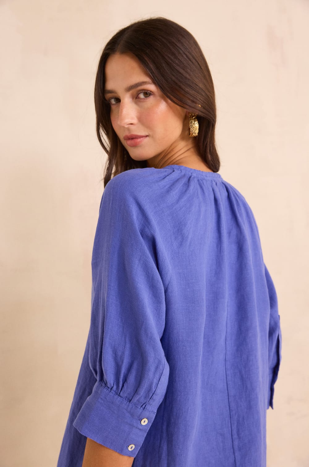 Straight linen dress BLINNY;${refinementColor}