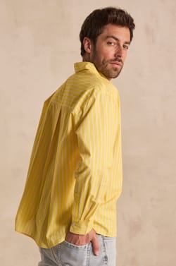 Long-sleeve unisex striped cotton shirt BRULANT;${refinementColor}
