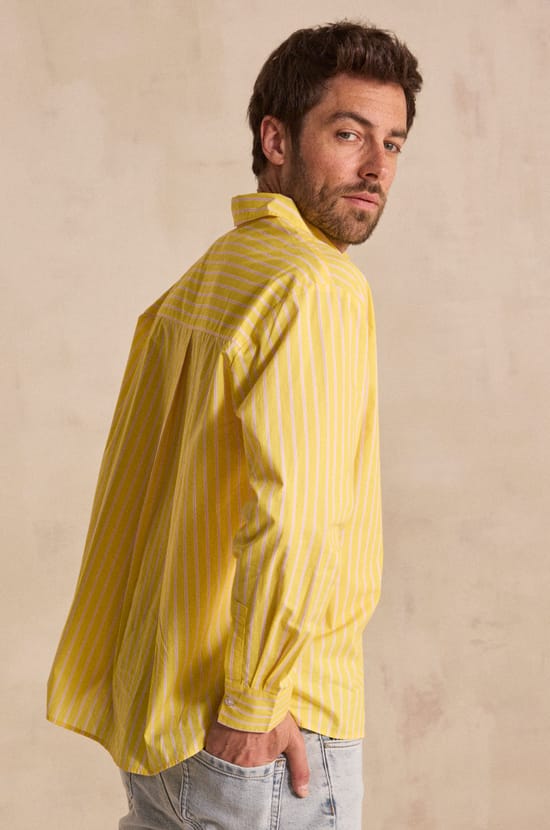 Long-sleeve unisex striped cotton shirt BRULANT;${refinementColor}