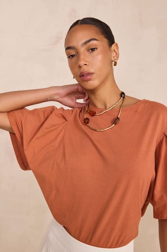 Short-sleeve cotton T-shirt LOREEN;${refinementColor}