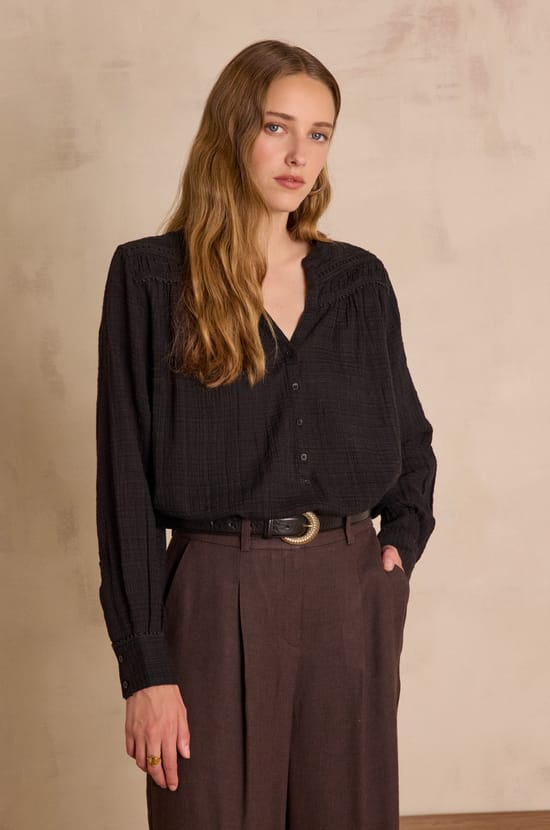 SHANA embroidered cotton blouse;${refinementColor}