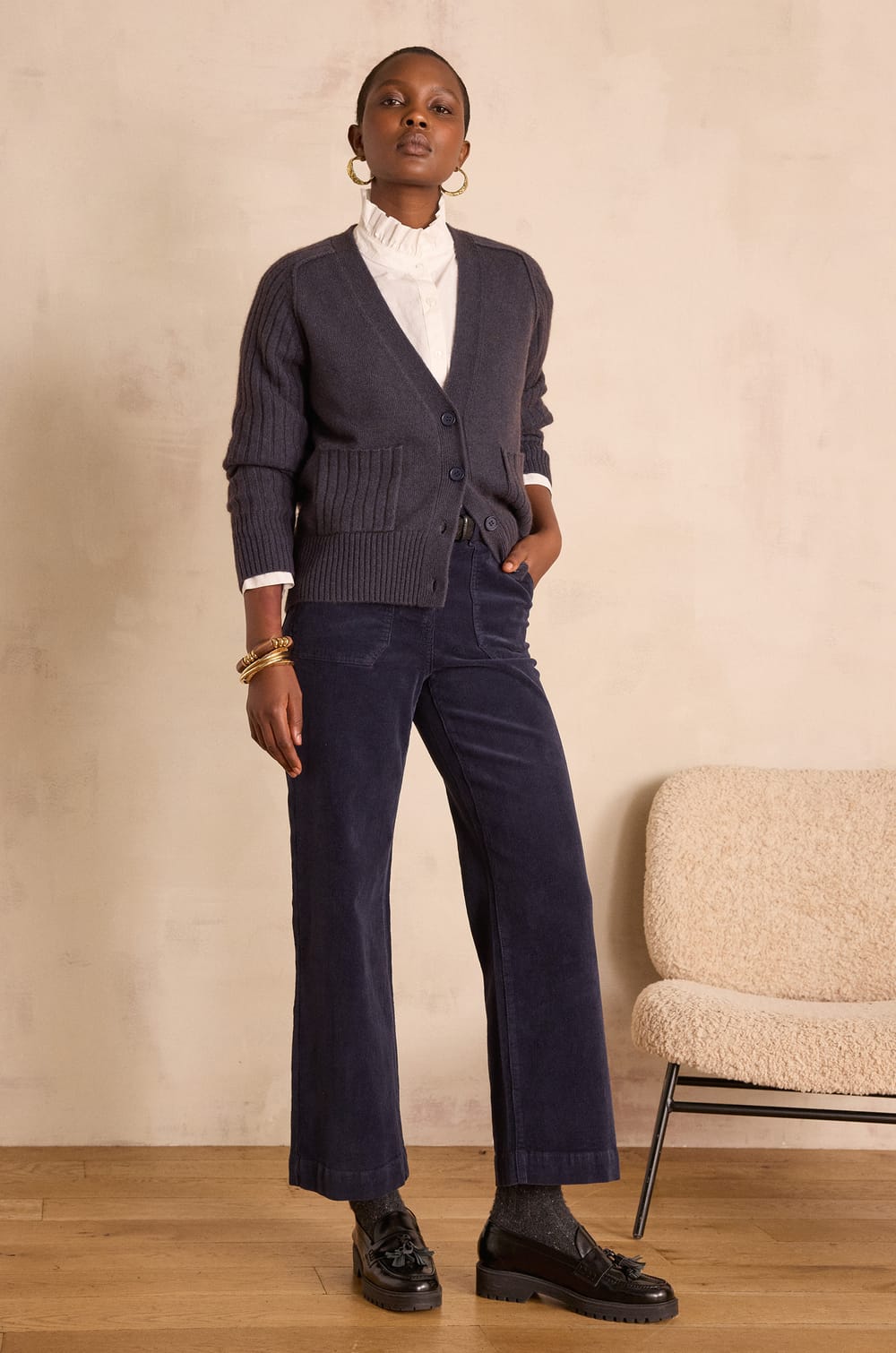 SELYNA corduroy chino trousers;${refinementColor}