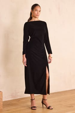 RAFAELA long velvet Dress;${refinementColor}