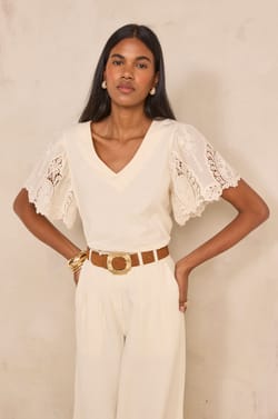 Embroidered short sleeve cotton T-shirt LOLA;${refinementColor}