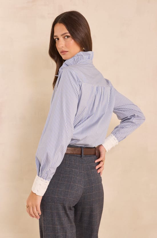 Soft striped cotton blouse;${refinementColor}
