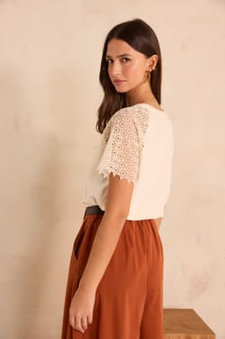 Embroidered short-sleeve cotton T-shirt TRACY;${refinementColor}