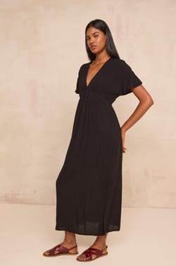 Short-sleeved flowing dress REBECCA;${refinementColor}