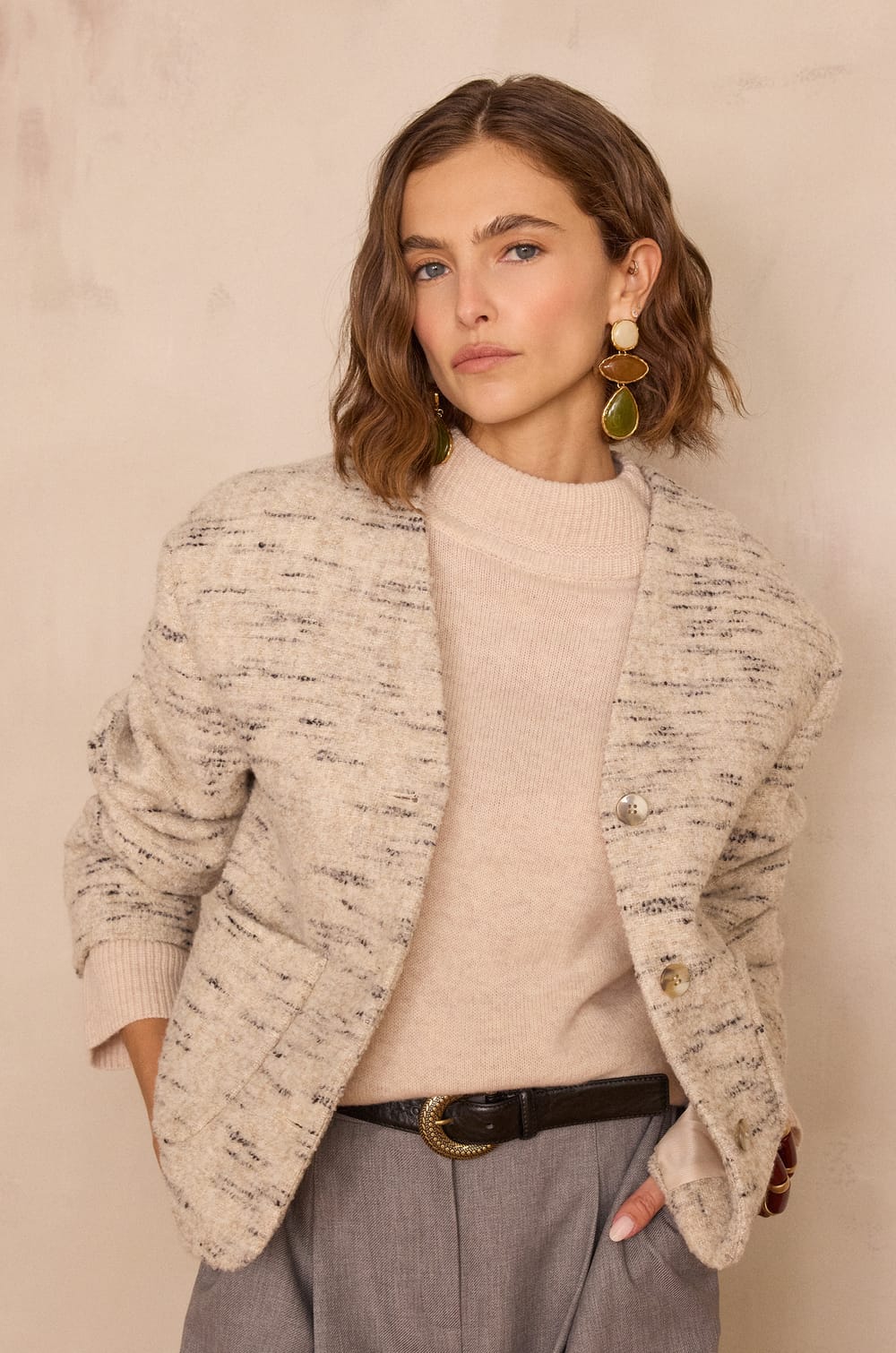 COLETTE tweed jacket;${refinementColor}