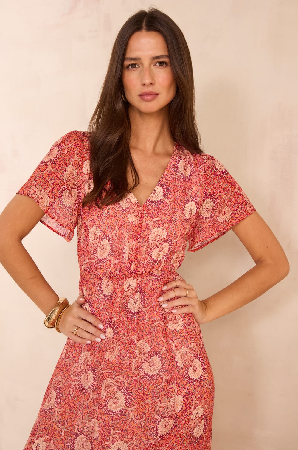 Flowing printed dress PRUDENCE;${refinementColor}