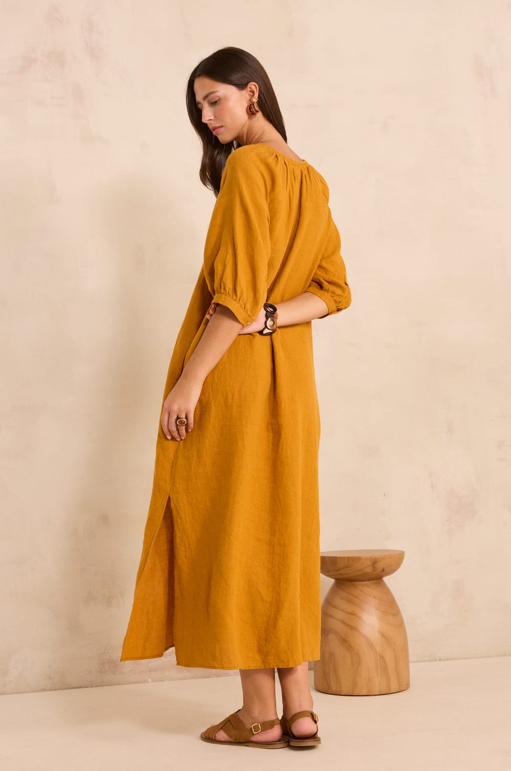 Straight linen dress BLINNY BIS;${refinementColor}