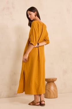 Straight linen dress BLINNY BIS;${refinementColor}