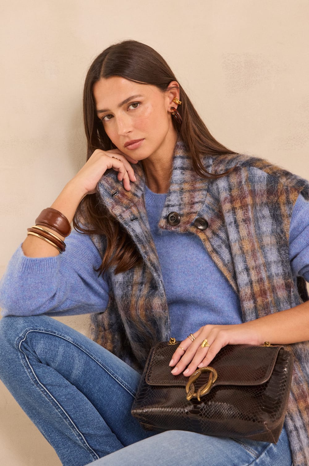 Long sleeve cashmere sweater ALIZEE;${refinementColor}