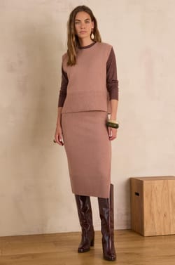 Jupe longue EMILIE en laine;${refinementColor}