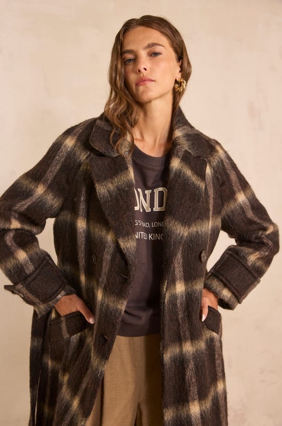 Sweatshirt manches 3/4 en coton m&eacute;lang&eacute; LESHOP;${refinementColor}