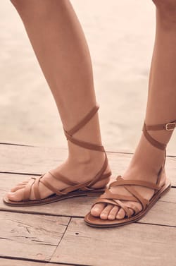 Flat leather strap sandals SACHA;${refinementColor}