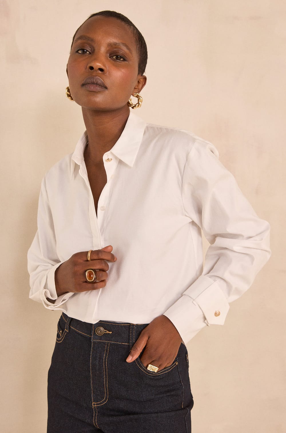 MAXIME long-sleeve cotton blouse;${refinementColor}