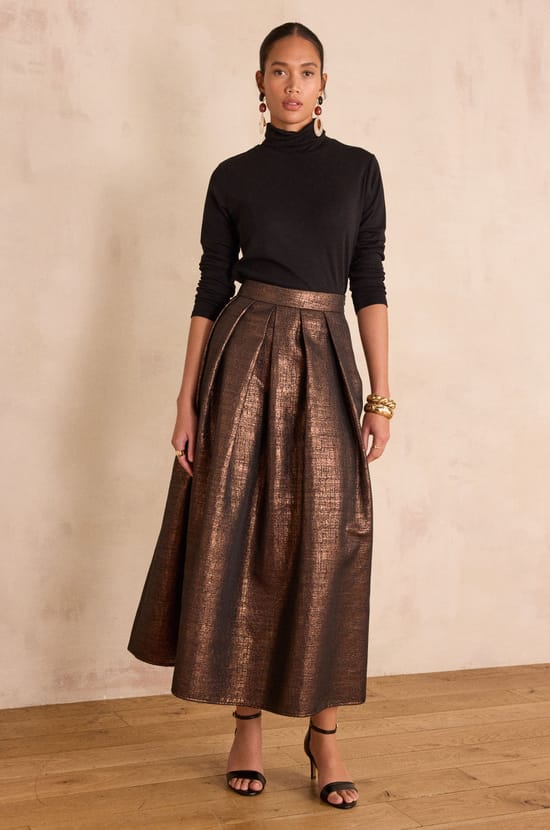 Long metallic effect Skirt ETINCELLE;${refinementColor}