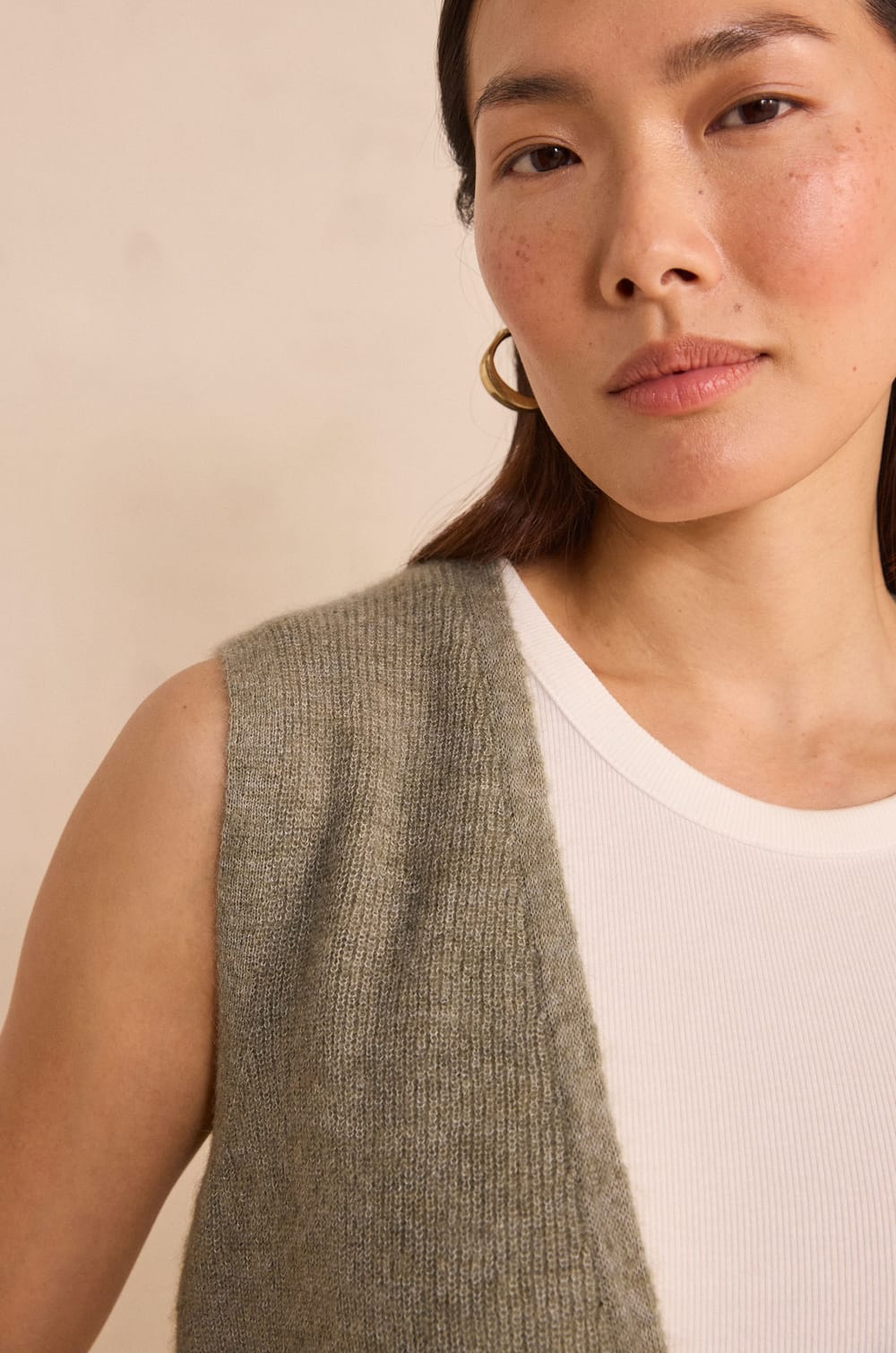 Gilet sans manches en alpaga m&eacute;lang&eacute; PACHA;${refinementColor}